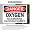 Signmission Oxygen Danger Sign, Vinyl Decal, 14in W x 10in L, 2PK OS-2PACK-DS-D-1014-L-19459 - alternate 3